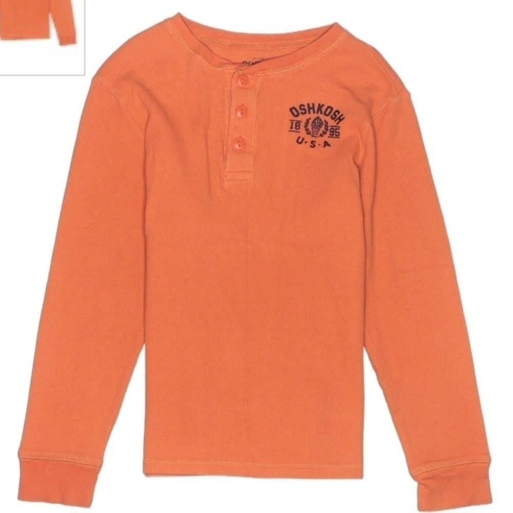 Oshkosh B'gosh Orange Long Sleeve Henley Thermal Shirt Boy's Size 10 Base Layer
